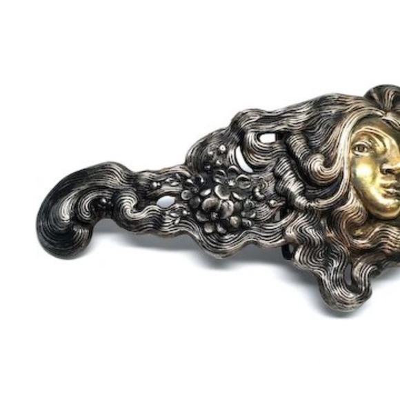 Antique George W. Shiebler Sterling Silver & 14K Gold Belt Buckle #4385 main image 7